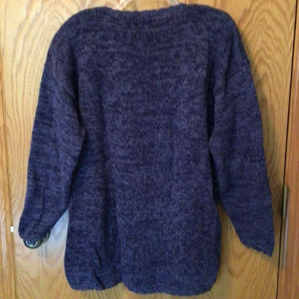 Tiara International - Vintage Long Blue with Autumn Design Pullover Sweater - Picture 2 of 7